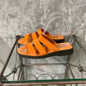 Arche Orange Suede Triple-Strap Slide Clogs